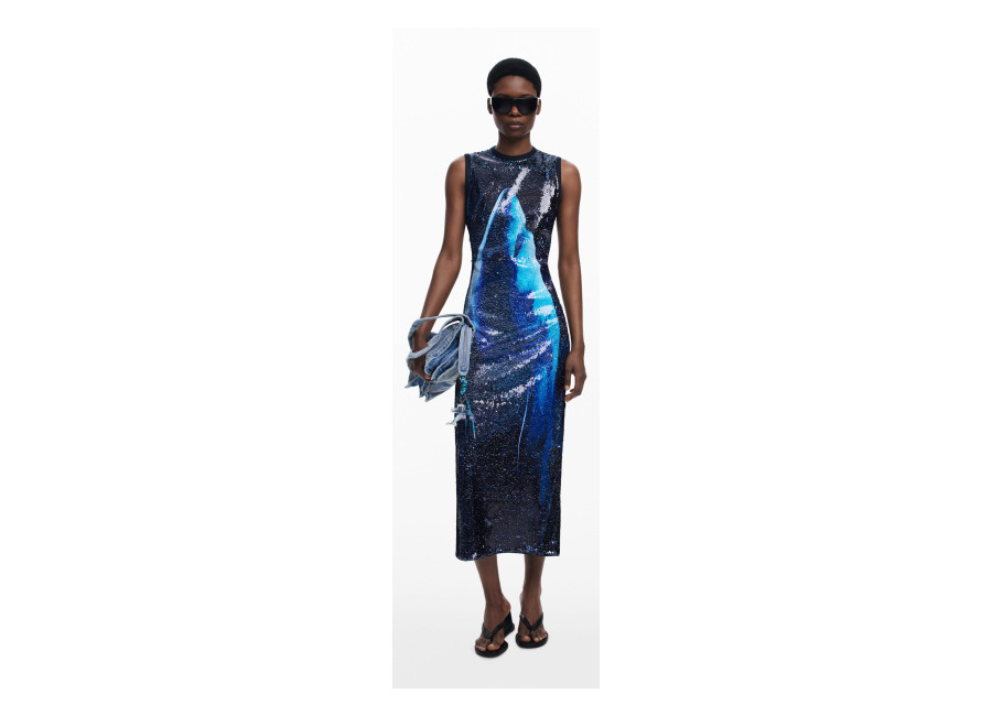 Desigual, Vestido lentejuelas reversible Botter, Azu