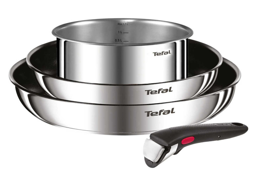 Conjunto de 4 piezas Ingenio Cook Eat Tefal – Sartenes Antiadherentes con Mango Extraíble, Aptas para Horno y Inducción