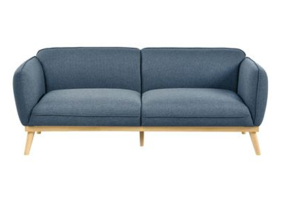 Sofá 3 Plazas Estilo Escandinavo Con Patas Cónicas De Madera Tapizado Fácil De Limpiar Azul Ljung