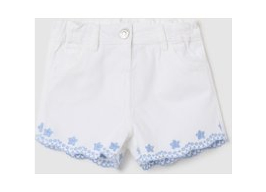 Fagottino Shorts Blancos Con Bordado Floral De Algodón, Niña, Blanco óptico, Talla: 9-12