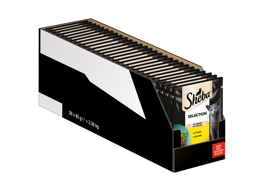 Sheba Receta única 56 x 85 g en sobres comida húmeda para gatos – Selección en salsa con pollo