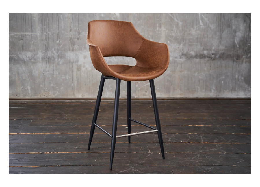 KAWOLA taburete de bar ZAJA taburete de bar altura del asiento 76 cm microfibra coñac