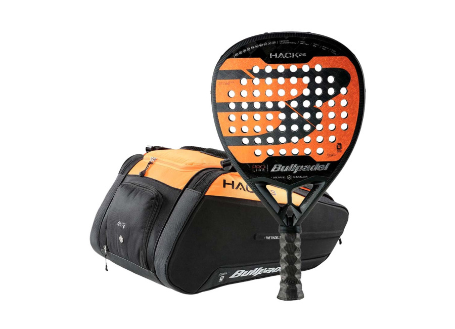 Pala BULLPADEL HACK 03 2024 PAQUITO NAVARRO + Paletero BULLPADEL BPP-24012 HACK 2024 Naranja/Negro PAQUITO NAVARRO