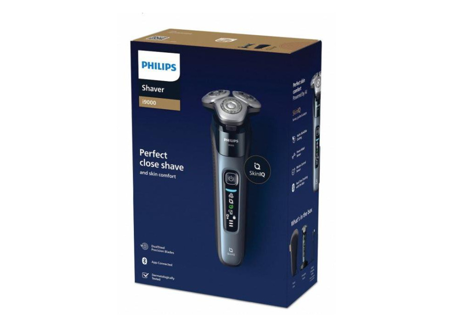 Philips Afeitadora i9000 Inalambrica. Uso en mojado y en seco, levanta y corta de triple acción, funda, base de carga, USB-A (sin adaptador), Li-ion – Modelo X9001/10