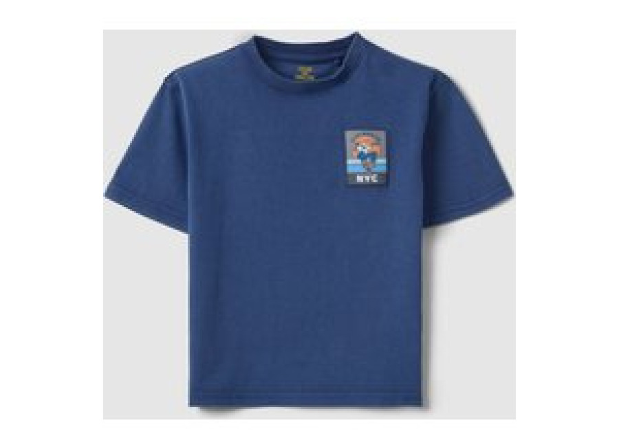 Ovs KIDS, Camiseta Azul De Niño Regular Fit De Algodón Puro Con Parche, Niño, Azul océano, Talla: 5-6