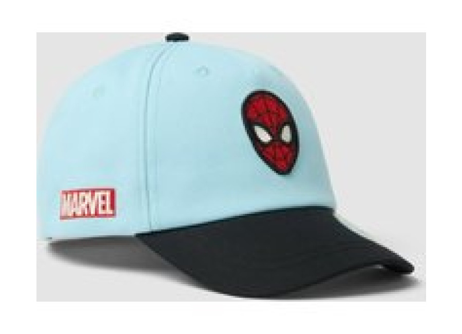 Marvel Sombrero Multicolor De Algodón Puro Para Niños Con Spiderman, Niño, Negro/Azul Claro, Talla: 52