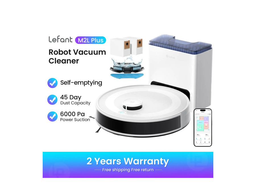 Lefant M2 Plus Aspiradora y fregona robot con tecnología LiDAR, detección de obstáculos PSD de 190°,…