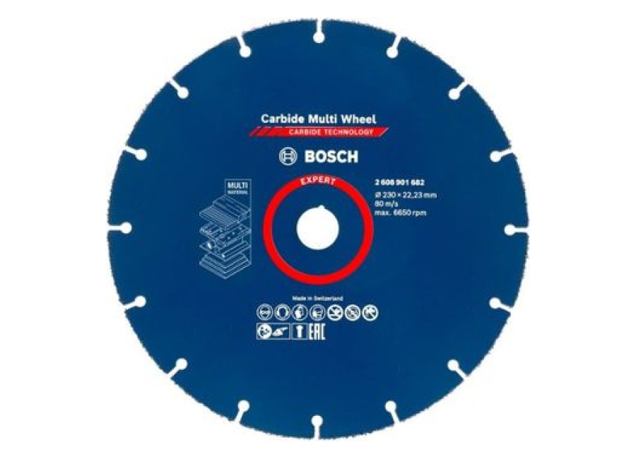 Bosch Accessories 1x Disco De Corte Expert Carbide Multi Wheel (para Madera Dura, Ø 230 Mm, Accesorios Amoladoras Grandes)