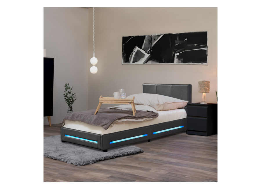 Home Deluxe Cama LED ASTEROID – 90 x 200 cm gris oscuro