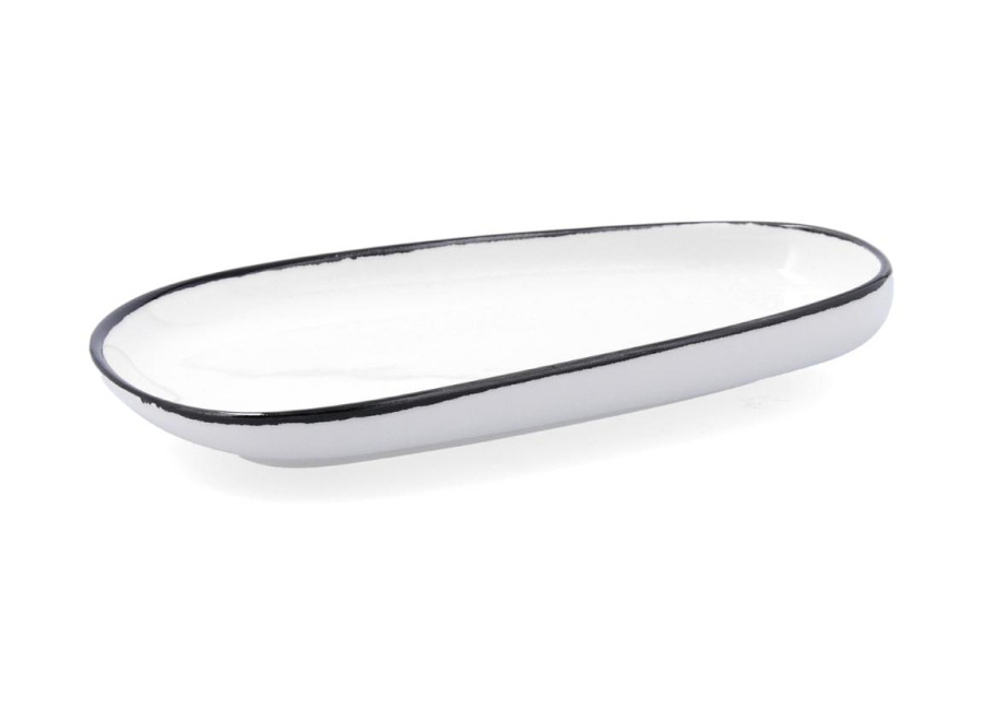 Ariane Plato rectangular 27cm porcelana blanco/negro Vital Filo Ariane