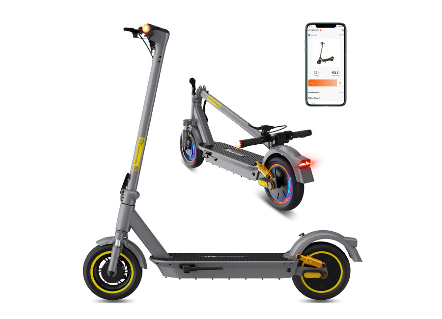 Scooter eléctrico plegable de 10» con control por aplicación, alcance máximo de 90 km, velocidad máxima…