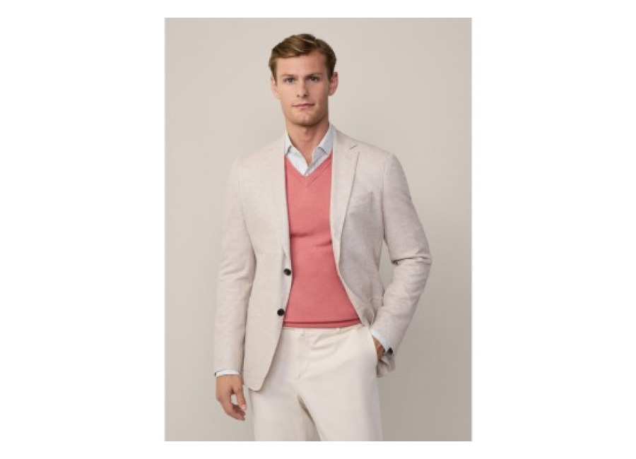 Hackett London para hombre. Americana Waffle beige (40/32), Casual, Fiesta, Lino, Clásico, Manga larga, Taupe