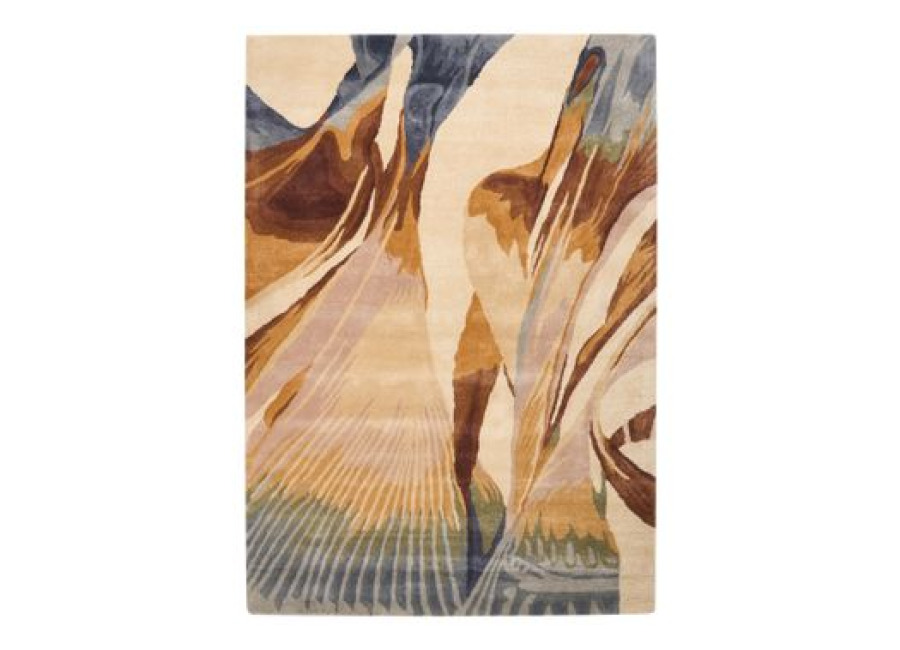 Alfombra Retro De Viscosa Y Lana Hecha A Mano Forma Rectangular 160 X 230 Cm Multicolor Swabi