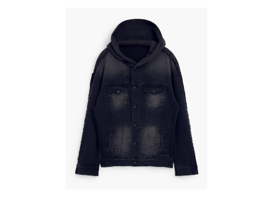 Desigual, Chaqueta denim combinada, Algodon, Negro