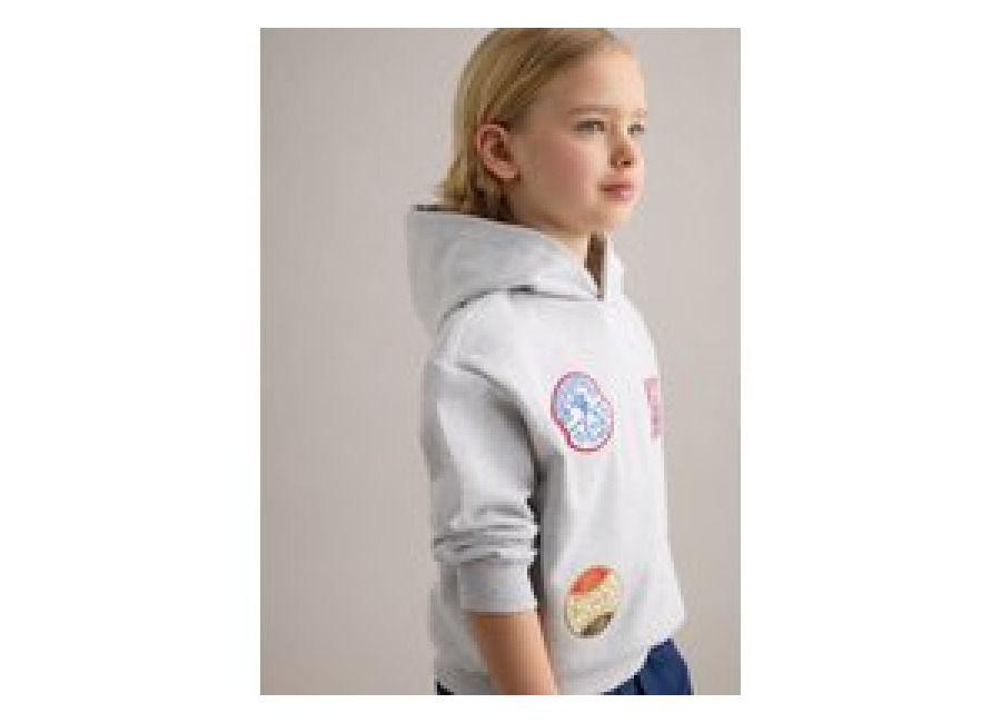 Piombo KIDS, Sudadera Gris De Niño En Mezcla De Algodón Regular Fit Con Parche, Niño, Gris claro, Talla: 6