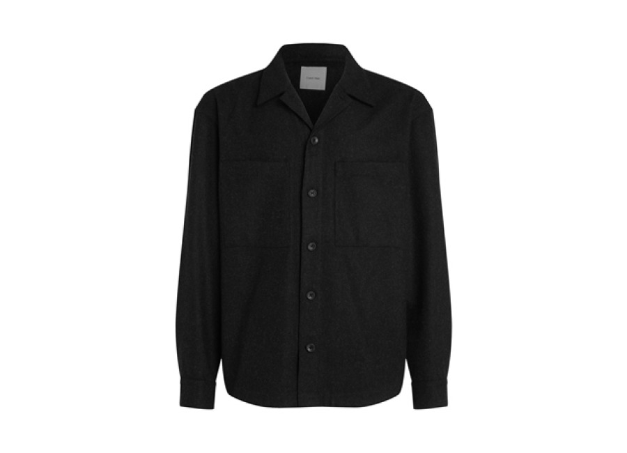 Calvin Klein Relaxed Wool Blend Overshirt – Black