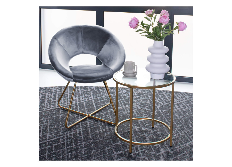 Home Deluxe Silla de terciopelo con mesa auxiliar SELESA – Gris