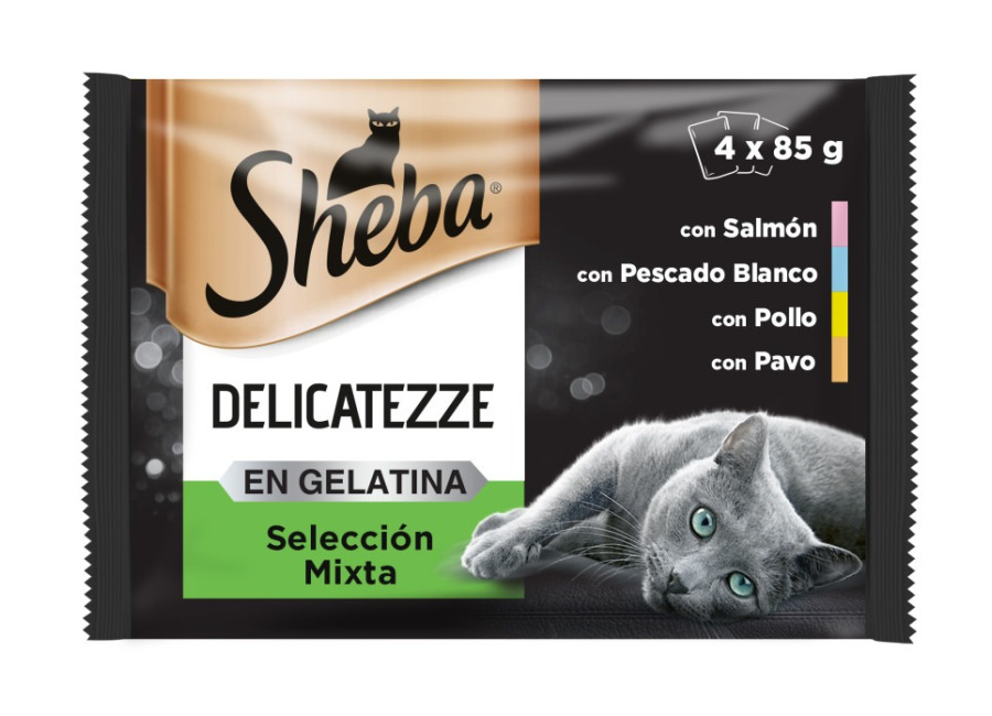 96 sobres x 85 g Sheba Delicatezze Selección Mixta Gelatina en Bolsita para Gatos ¡Pack ahorro!
