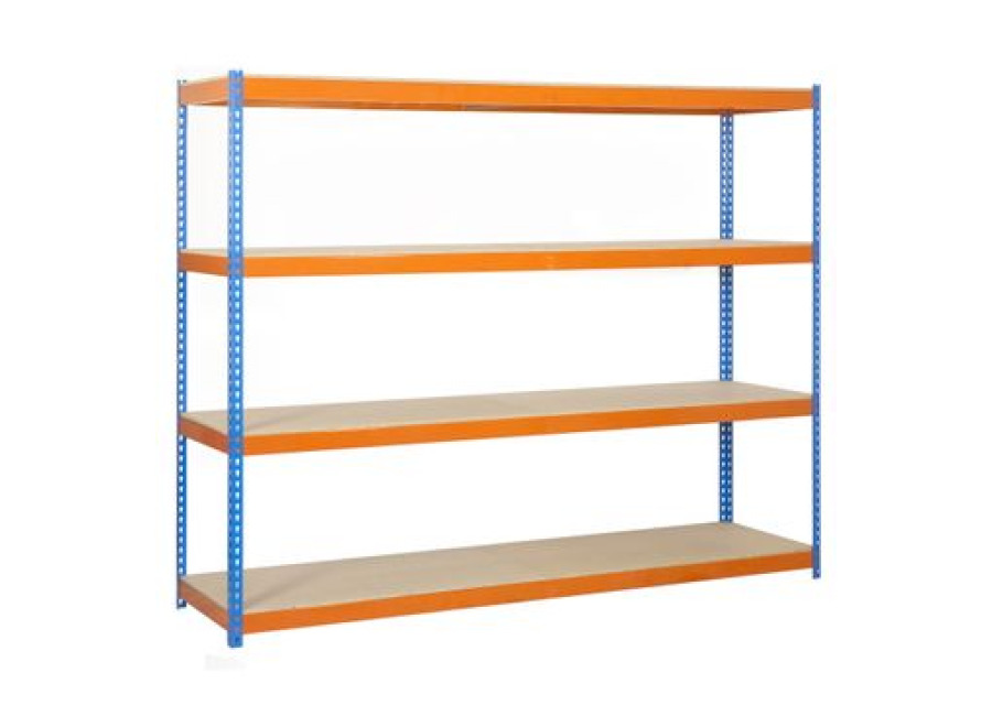 Estanteria Media Carga Ecoforte 1804-4 Chipboard Azul/naranja 2000x1800x450 Mm