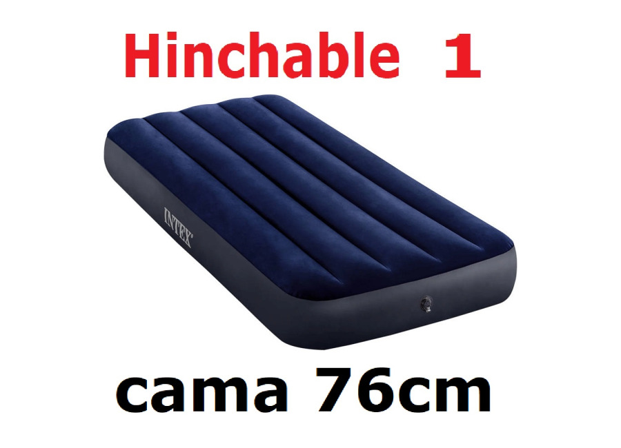 Colchón Hinchable,COLOR AZUL MARINO,CAMA HINCHABLE,INDIVIDUAL 1 PERSONA,ANCHO 76CM,LARGO 191CM,ALTURA25CM,INTEX,FESPU