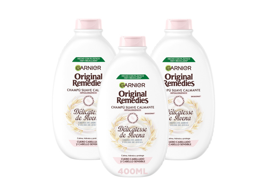 Garnier | Original Remedies Rutina Délicatesse de Avena champú, mascarilla y acondicionador para cuero cabelludo sensible