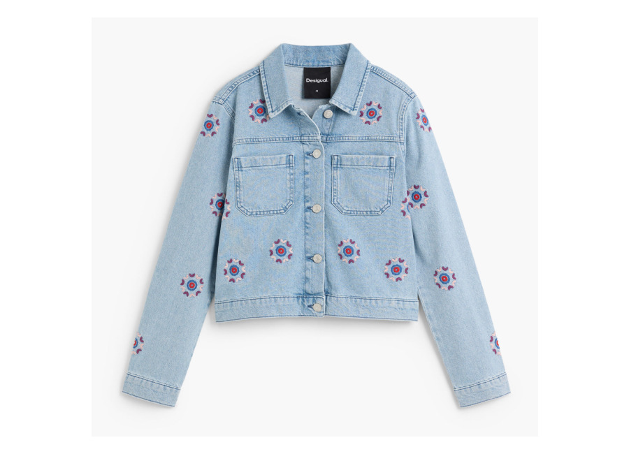 Desigual, Chaqueta estampada 100% algodón, Algodon, Azu