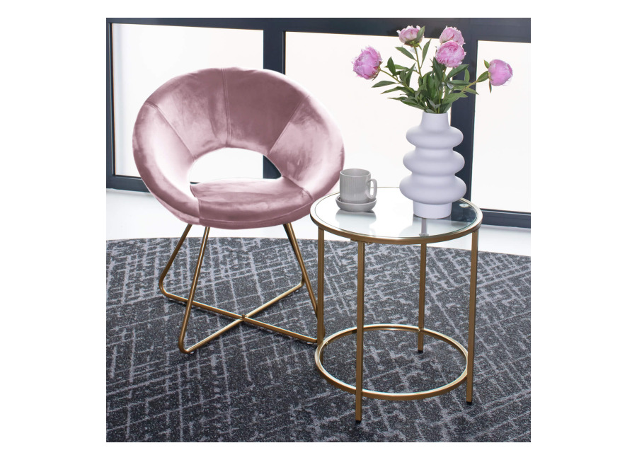 Home Deluxe Silla de terciopelo con mesa auxiliar SELESA – Rosa