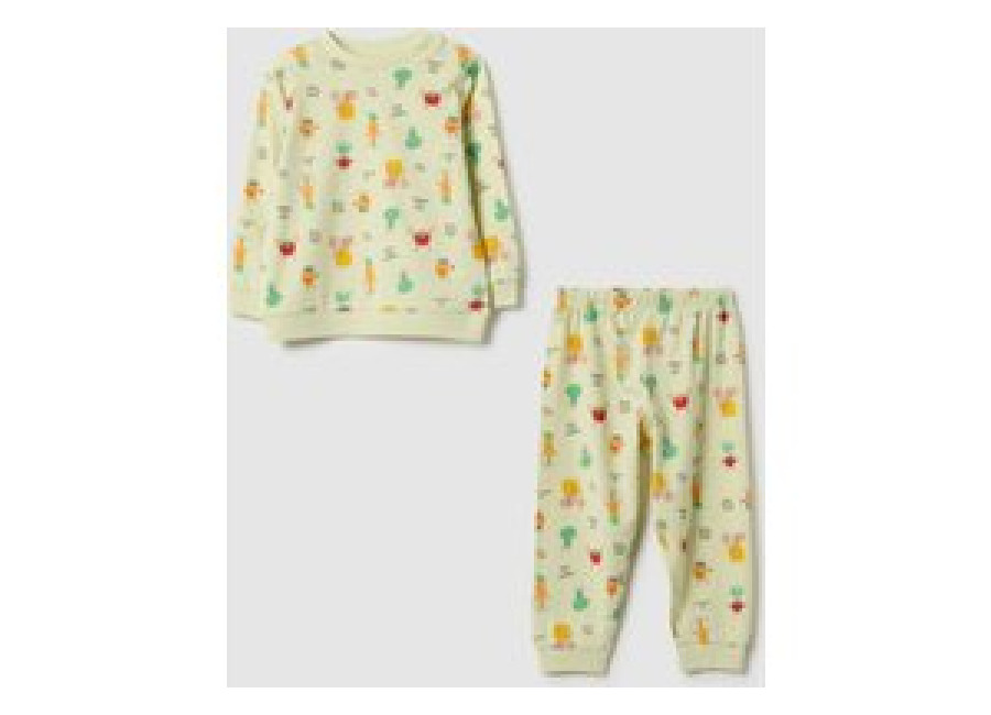 Fagottino Pijama Amarillo Para Recién Nacido De Algodón Puro Corte Regular Con Estampados, Niño, Amarillo girasol, Talla: 6-9