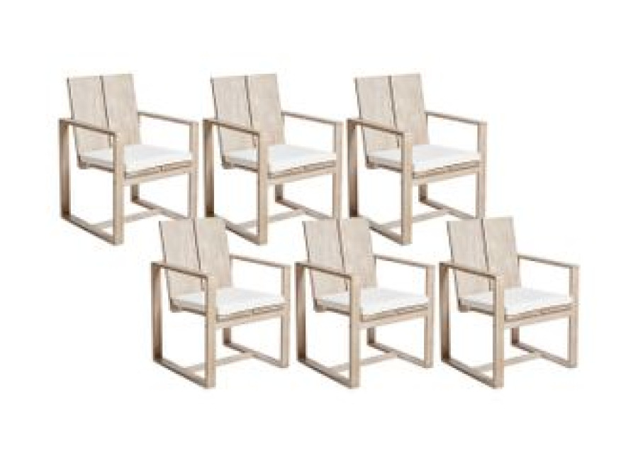 Conjunto De 6 Sillas De Jardín De Madera De Acacia Rústica Con Reposabrazos Madera Clara Azzanello