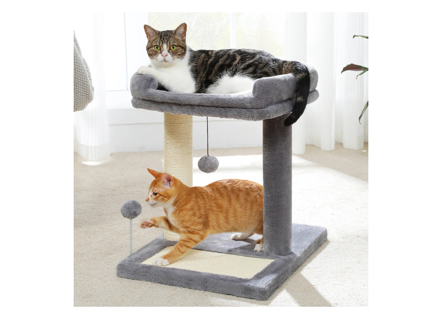 Árbol para Gatos de 44 cm con Cama Superior Extraíble, Rascador y Postes de Rascado Dobles,…