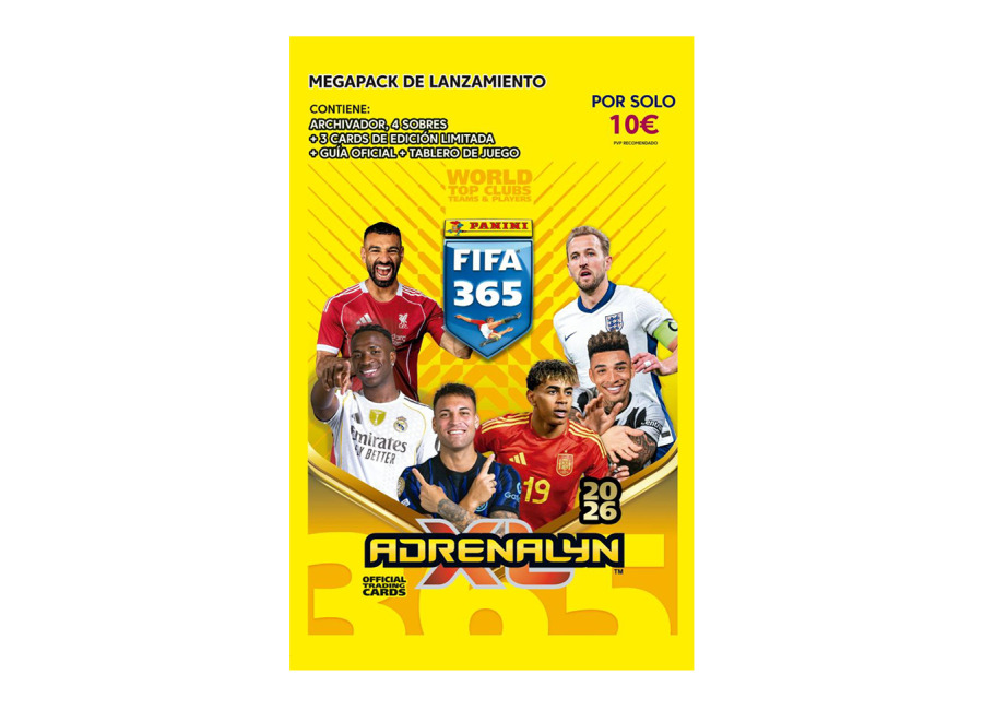Megapack Archivador + 4 Sobres + 3 Cartas Ed Limitada + Guia Oficial + Tablero Juego Fifa 365 Adrenalyn XL 2026 Panini
