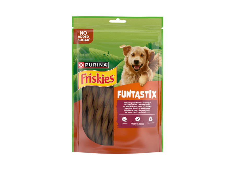 Friskies 6 bolsitas x 175 g Friskies Funtastix Barritas de Queso y Bacon para perros ¡Pack ahorro!