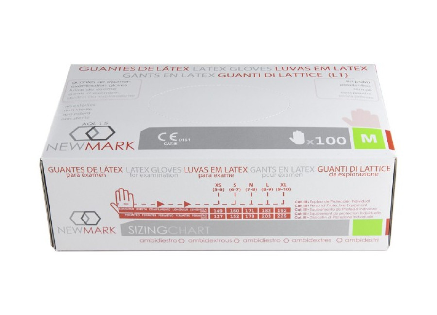 GUANTE LATEX SIN POLVO AMBIDIESTRO CAJA 100 UD.