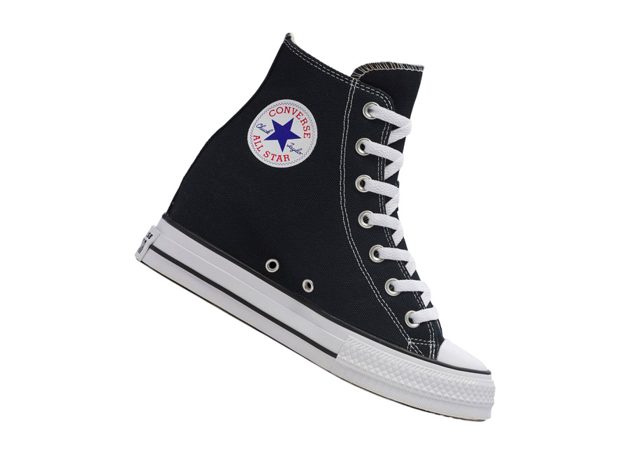 Converse Chuck Taylor All Star Wedge Platform para mujer – Zapatillas altas con cuña interna de lona en color negro – Sneakers con plataforma oculta