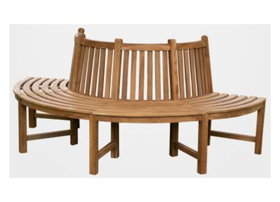 Banco De Árbol Male 180° Con Respaldo De Teca Madera Marrón 44x203x90 Cm Clp
