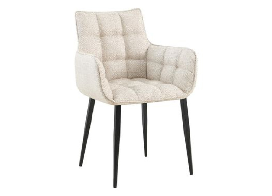 Silla De Comedor Tirana De Tela Marfil 59x62x87 Cm Clp