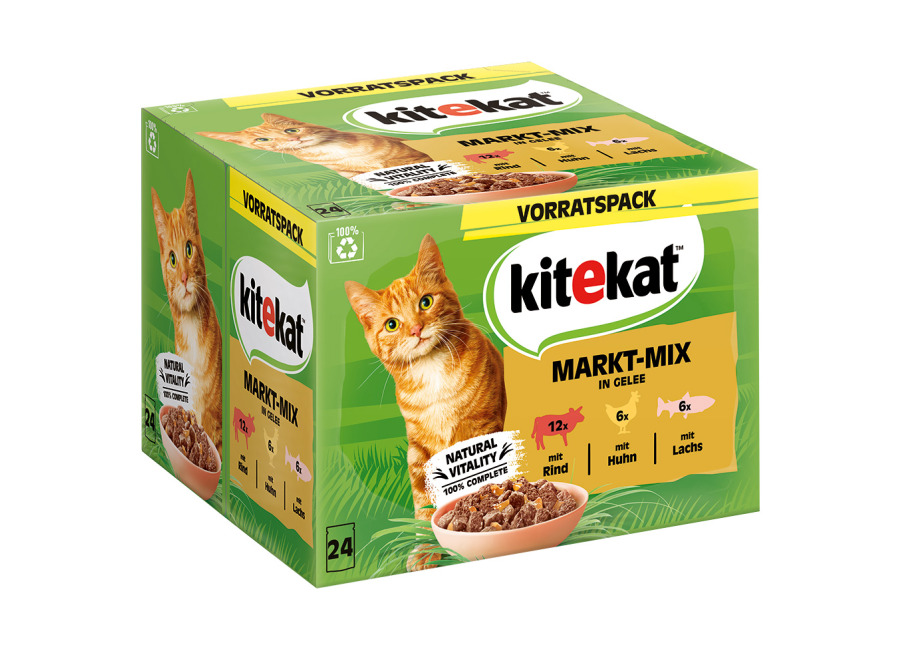 Kitekat en bolsitas 48 x 85 g – Pack mixto en gelatina