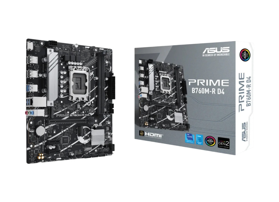 Placa base ASUS Prime B760M-R D4 Intel B760 LGA1700 DDR4 mATX Sin WiFi