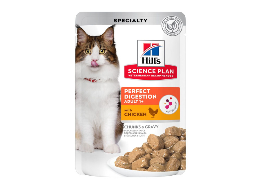 Hill’s Science Plan Adult Perfect Digestion con pollo para gatos – 48 x 85 g – Pack Ahorro