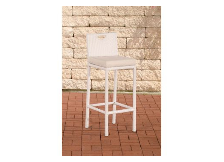 Taburete Alto De Exterior Mari Con Cojín Plástico Blanco 44x40x108 Cm Clp