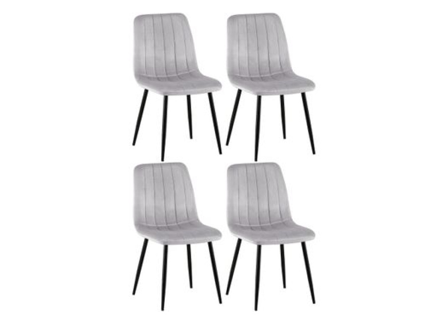 Set De 4 Sillas De Salón Dijon En Tela O Terciopelo Gris 53x45x88 Cm Clp
