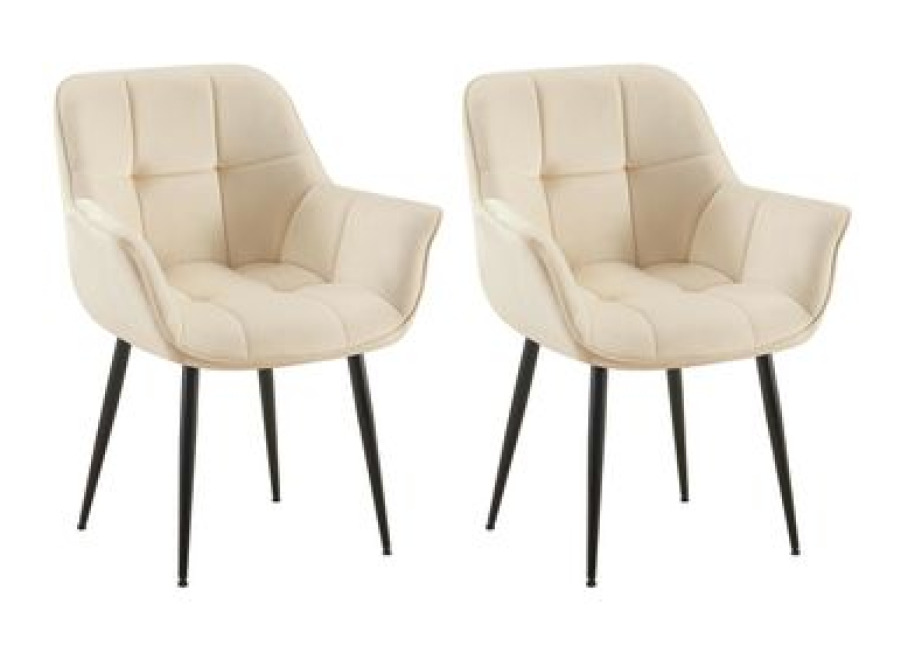 Set De 2 Sillas De Comedor Rosevilla En Terciopelo Crema 58x65x85 Cm Clp