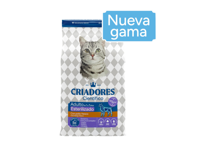 2 x 2 kg Criadores Científico Adulto Esterilizado Pollo pienso para gatos ¡Pack Ahorro!