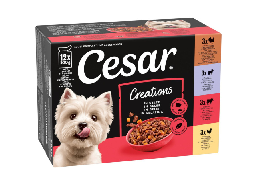 Cesar Selección carne y verduras en gelatina – 96 x 100 g – Pack Ahorro