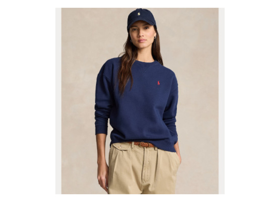 Polo Ralph Lauren para mujer. 211943006002 Sudadera de cuello redondo marino (S), Casual, Algodón