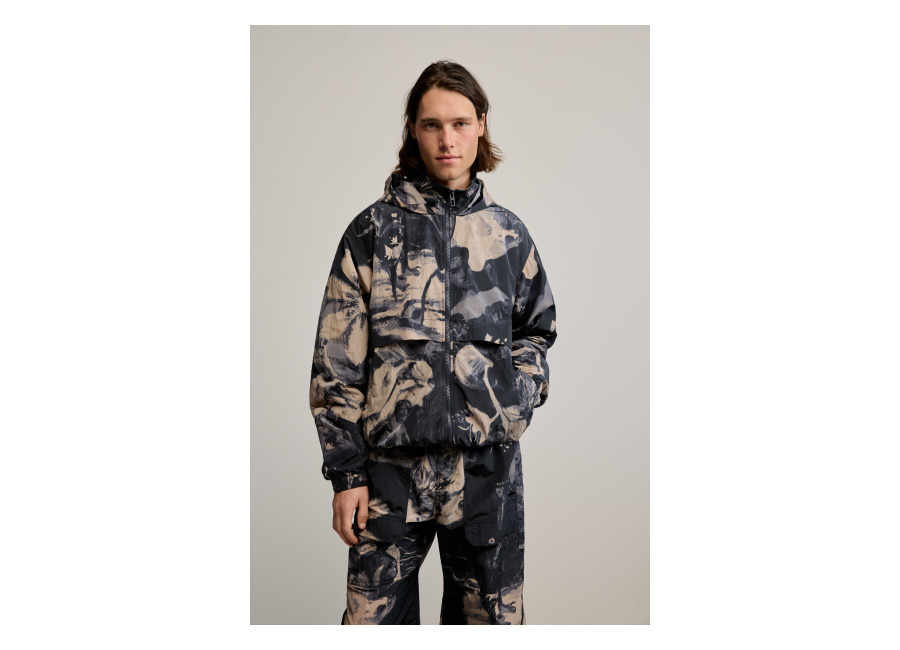 Desigual Chaqueta estampada gaugin, Hombre, Poliamida, Negro