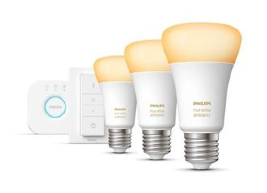 Kit De Inicio De Bombillas Inteligentes Philips Hue E27 Luz Blanca Ambiental