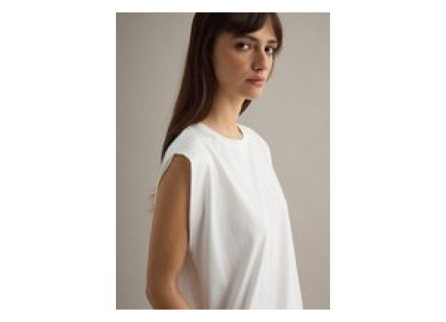 Piombo Contemporary, Camiseta Sin Mangas De Mezcla De Algodón Blanca Corte Regular, Mujer, Blanco roto, Talla: 38