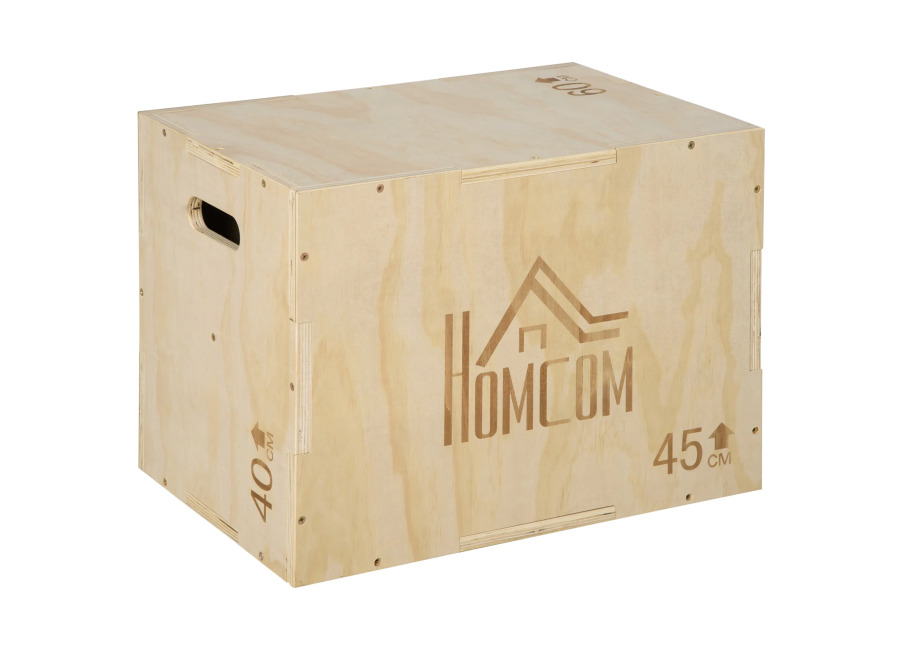 Caja de salto HOMCOM para plyometría, fitness y entrenamiento cruzado, 40/45/60 cm, para entrenamiento en caja