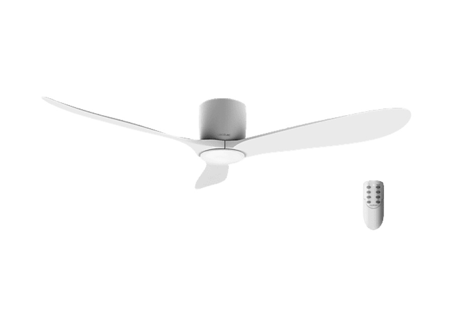 Cecotec Ventilador de techo – Cecotec EnergySilence Aero 5400, Motor DC, 52 pulgadas, Mando a distancia, 6 velocidades, Blanco